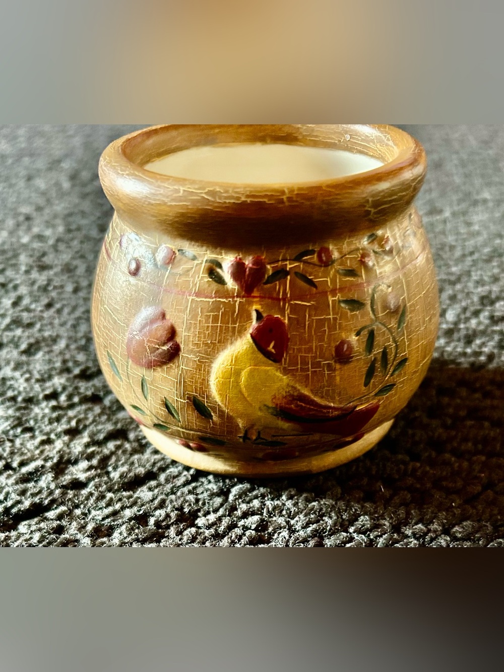 Lang Folk Art Yellow Bird Ceramic Votive Cup